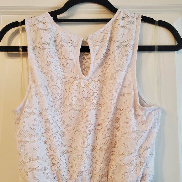 Lily Rose High-Low White Lace Dress - Juniors Medium - Picture 11 of 17